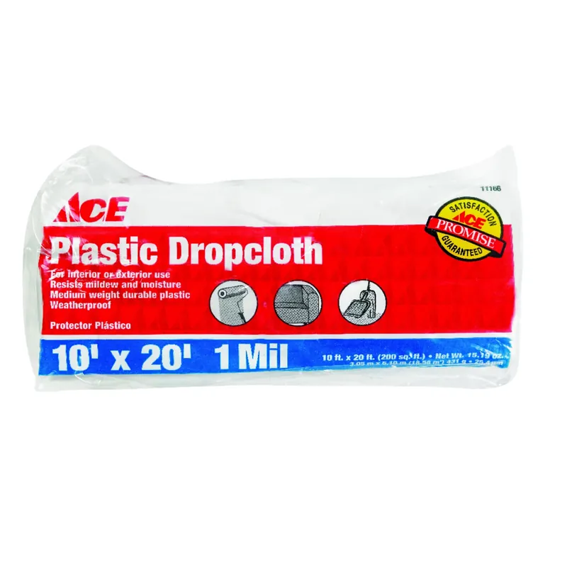 ACE 10 Ft. W X 20 Ft. L X 1 Mil Plastic Drop Cloth 1 Pk