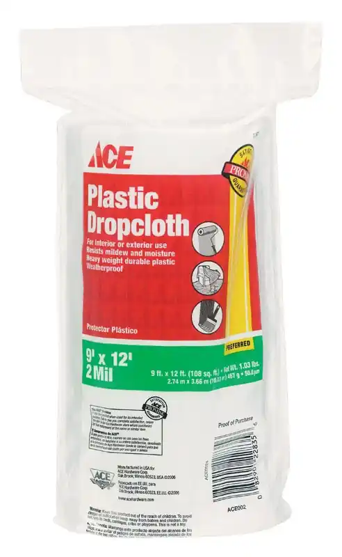 ACE 9 Ft. W X 12 Ft. L X 2 Mil Plastic Drop Cloth 1 Pk