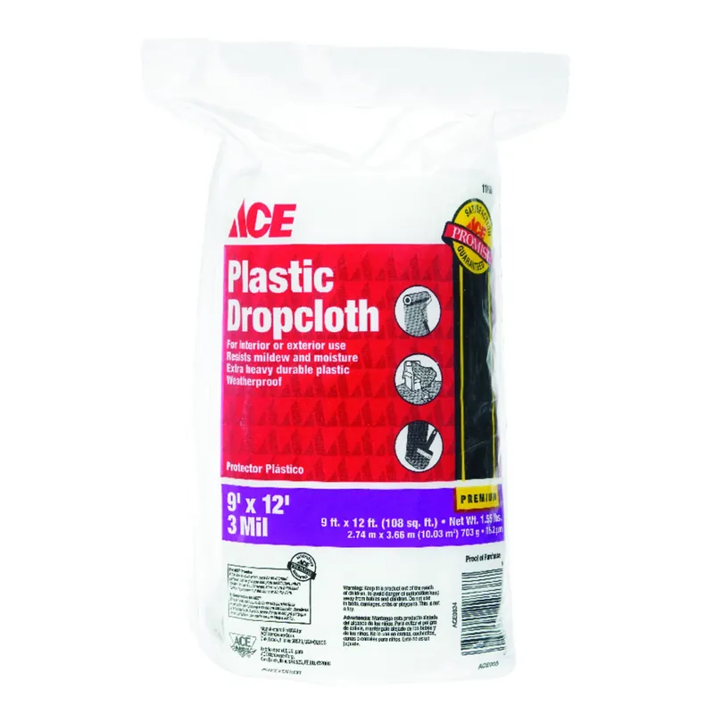 ACE Heavy Weight Plastic Drop Cloth 9 Ft. W X 12 Ft. L