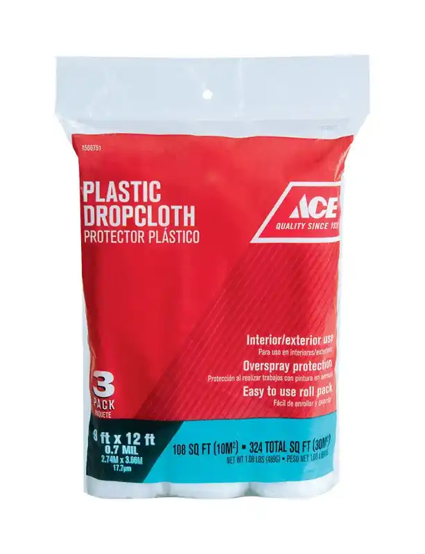 ACE Light Weight Plastic Drop Cloth 12 Ft. W X 9 Ft. L