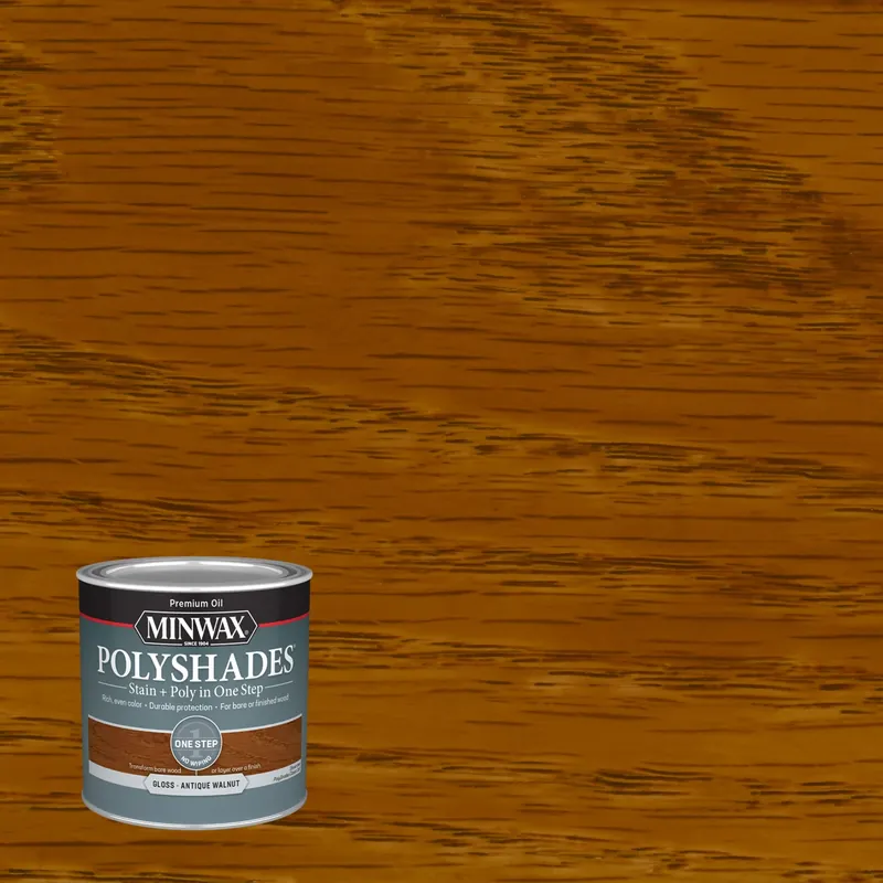 Polyshades Wood Stain, Gloss Antique Walnut, 1/2 Pt.