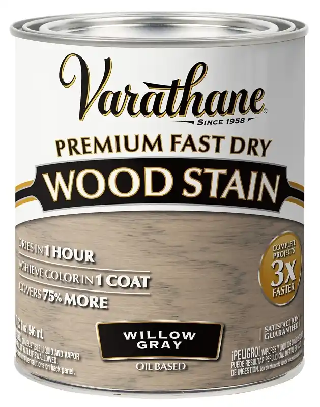 Fast Dry Premium Wood Stain, Semi-Transparent, Dry Willow Gray, 1-Qt.