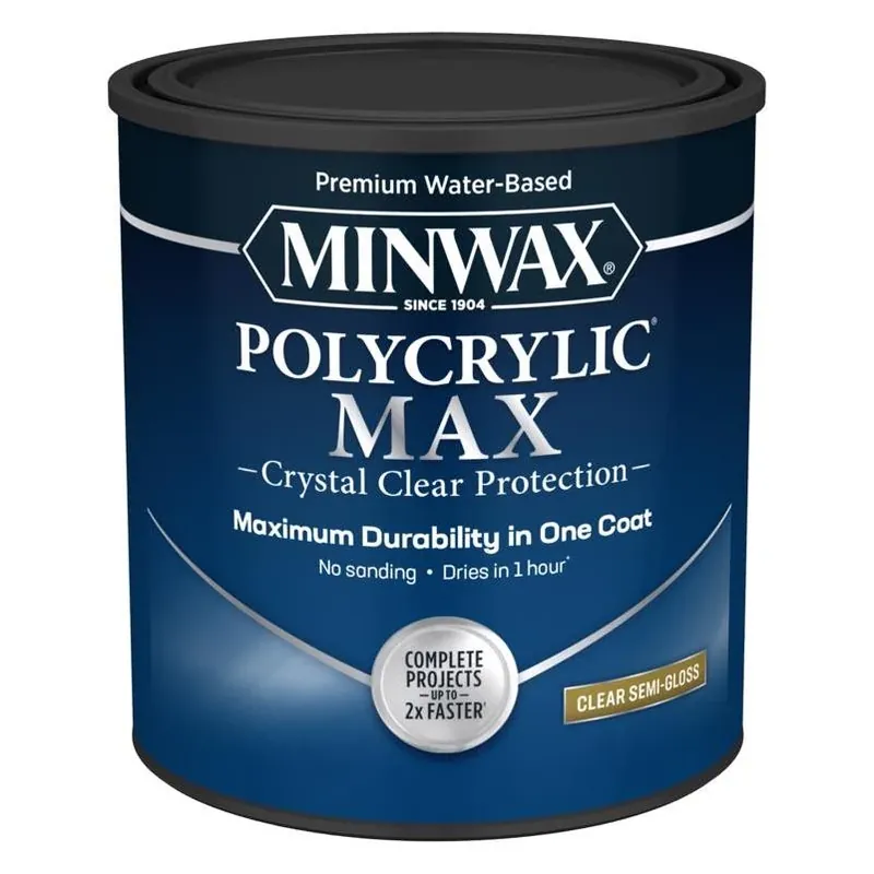 Minwax Polycrylic Clear Semi‑Gloss Interior Wood Finish – 1 qt