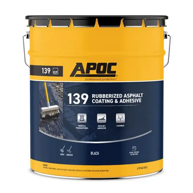 Black Roof And Foundation Coating 5 Gallon Pail - Fiber Reinforced, Solid Color