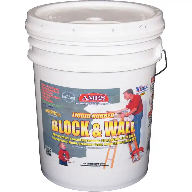 Block & Wall Liquid Rubber Coating, White, 5-Gals.