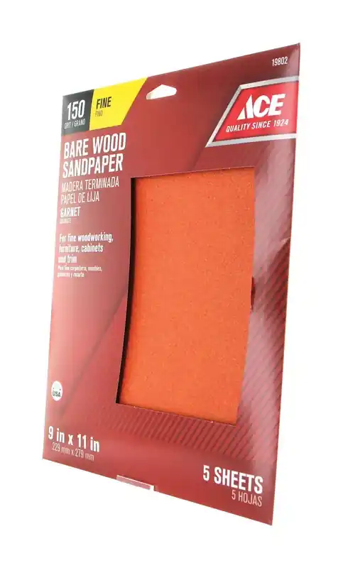 Ace 11 In. L X 9 In. W 150 Grit Fine Aluminum Oxide Sandpaper 5 Pk