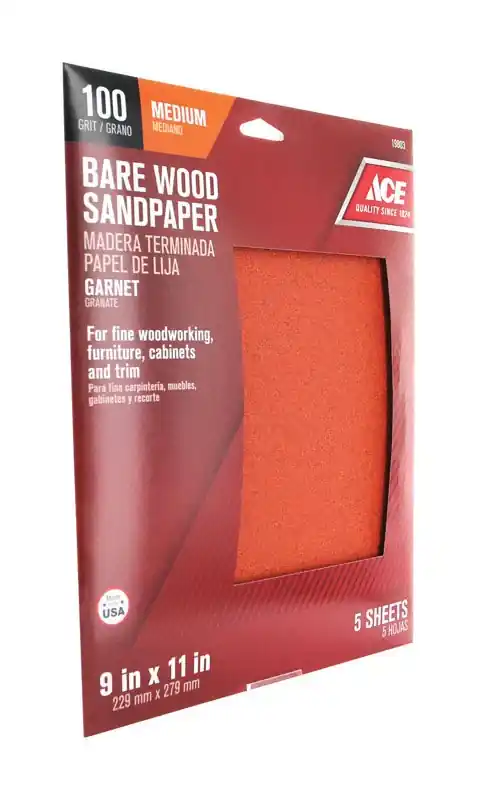 Ace 11 In. L X 9 In. W 100 Grit Medium Aluminum Oxide Sandpaper 5 Pk