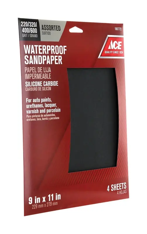 Ace 11 In. L X 9 In. W Assorted Grit Assorted Silicon Carbide Sandpaper 4 Pk