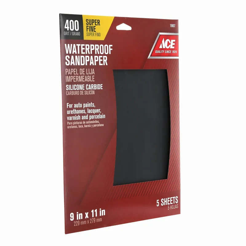Ace 11 In. L X 9 In. W 400 Grit Very Fine Silicon Carbide Waterproof Sandpaper 5 Pk