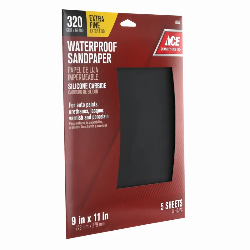 Ace 11 In. L X 9 In. W 320 Grit Extra Fine Silicon Carbide Waterproof Sandpaper 5 Pk