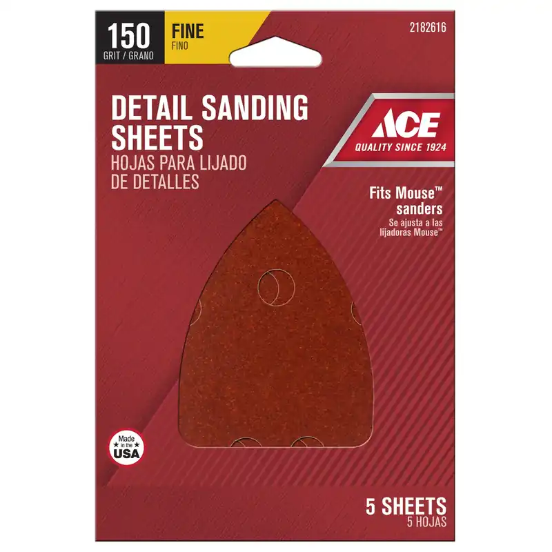 Ace Mouse 5 In. L X 3-1/2 In. W 150 Grit Fine Aluminum Oxide Mouse Sandpaper 5 Pk