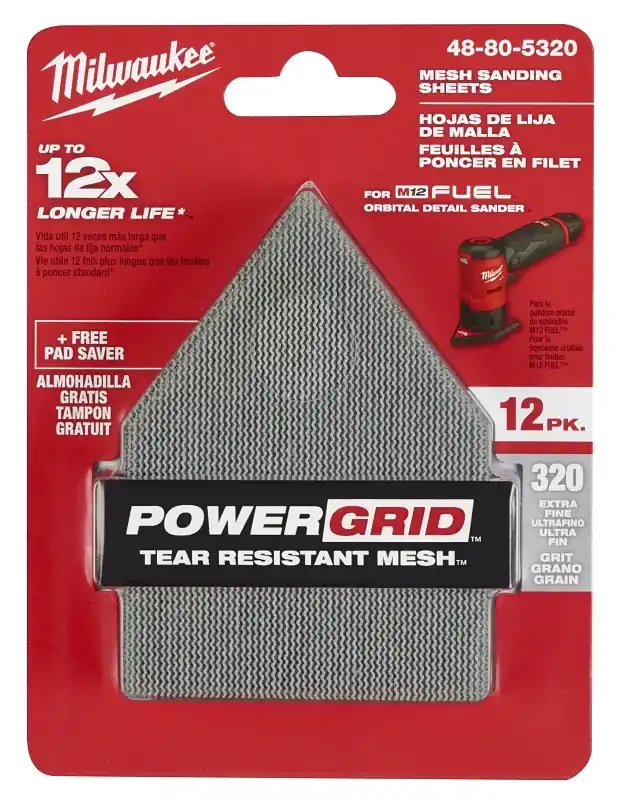 Milwaukee M12 3.75 In. L X 3.625 In. W Aluminum Oxide 320 Grit Sanding Sheet