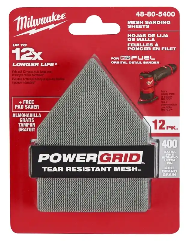 Milwaukee M12 3.75 In. L X 3.625 In. W Aluminum Oxide 400 Grit Sanding Sheet