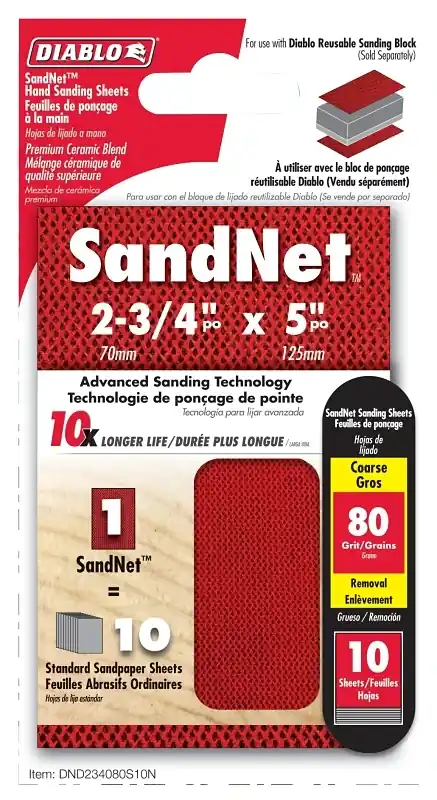 Diablo SandNet 5 In. L X 2-3/4 In. W 80 Grit Coarse Block Hand Sanding Pad