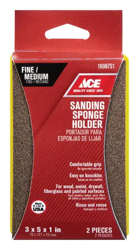 5 In. L X 3 In. W 120 Grit Fine Block Sanding Sponge With Holder