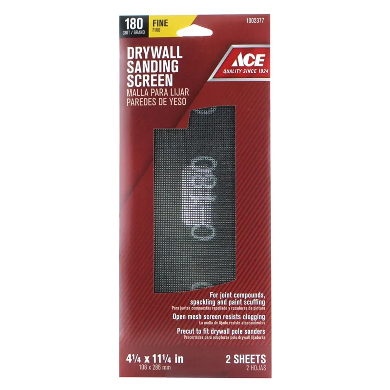Ace 11-1/4 In. L X 4-1/4 In. W 180 Grit Fine Silicon Carbide Drywall Sanding Screen 2 Pk