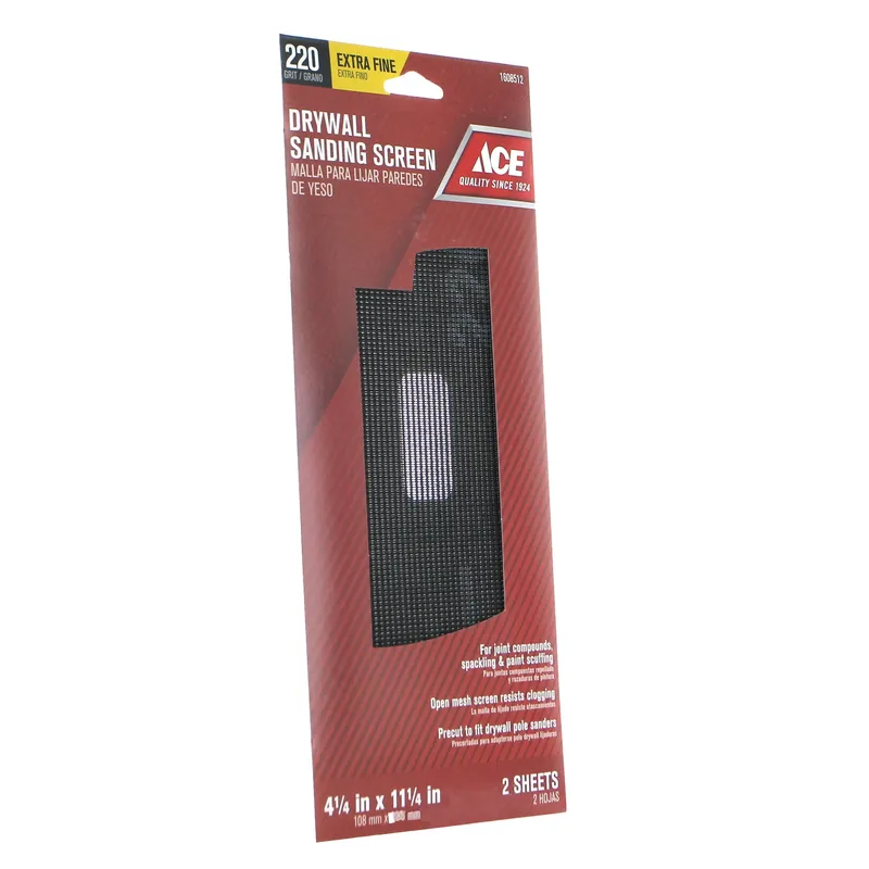 Ace 11-1/4 In. L X 4-1/4 In. W 220 Grit Extra Fine Silicon Carbide Drywall Sanding Screen 2 Pk