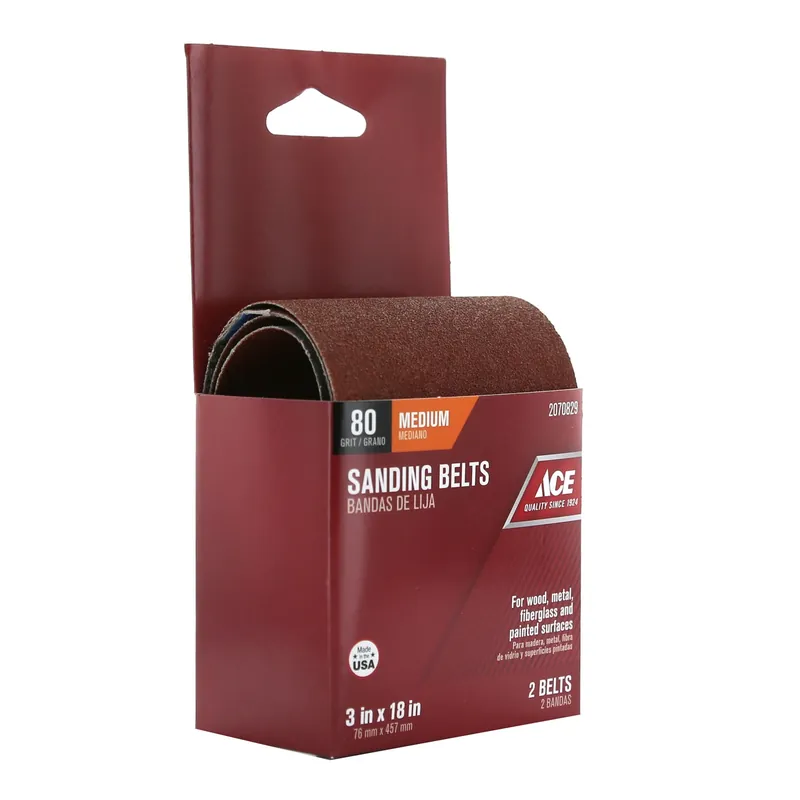 18 In. L X 3 In. W Aluminum Oxide Sanding Belt 80 Grit Medium 2 Pc