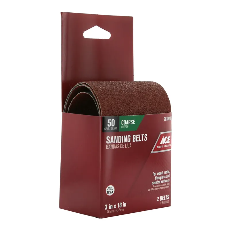 18 In. L X 3 In. W Aluminum Oxide Sanding Belt 50 Grit Coarse 2 Piece Set