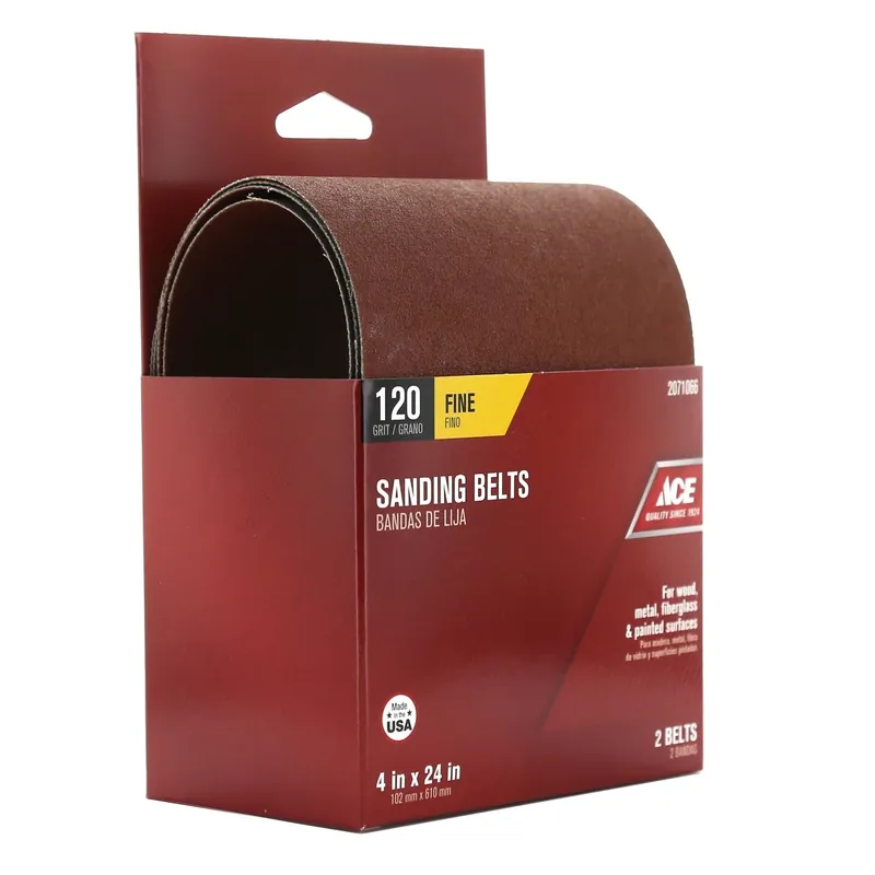 24 In. L X 4 In. W Aluminum Oxide Sanding Belt 120 Grit Fine 2 Piece Set