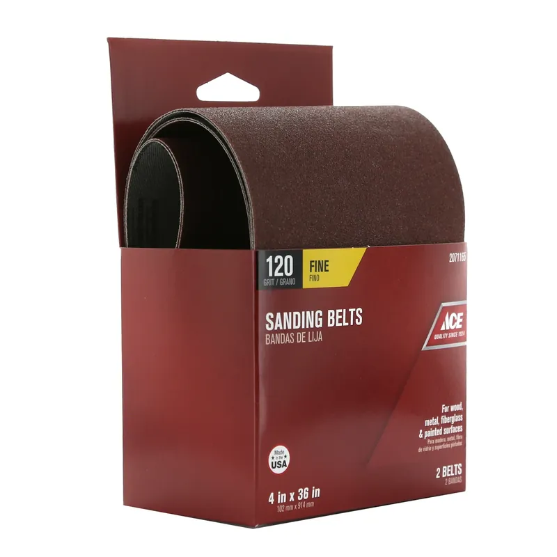 36 In. L X 4 In. W Aluminum Oxide Sanding Belt 120 Grit Fine 2 Piece Set
