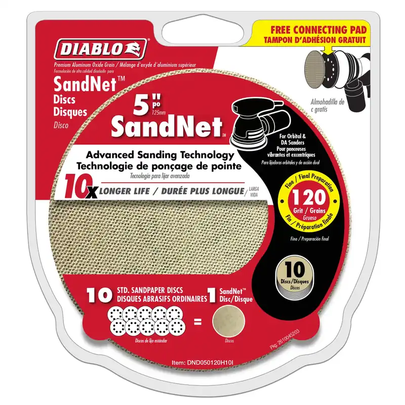 Diablo SandNet 5 In. Aluminum Oxide Hook And Lock Sanding Disc 120 Grit Fine 10 Pk