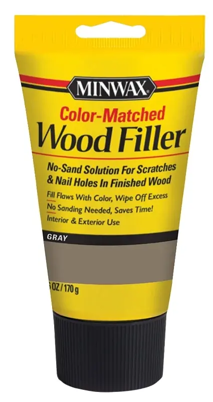 Color-matched Wood Filler, Gray, 6 Ounce Tube For Indoor And Outdoor Use