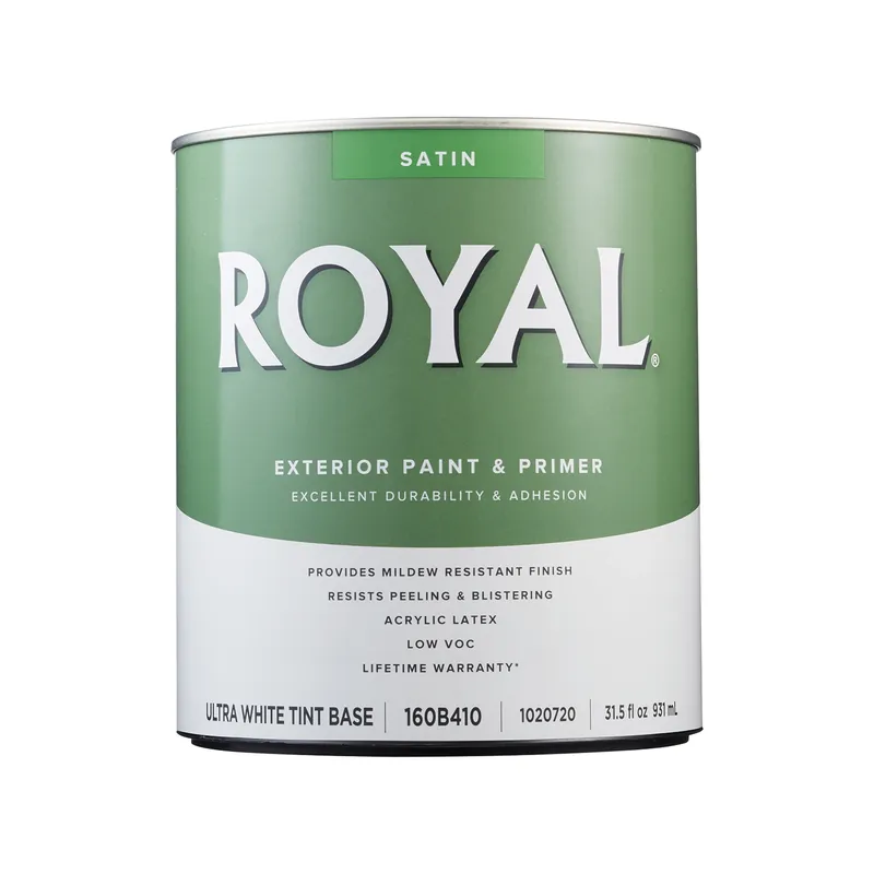 Royal Satin Tint Base Ultra White Exterior Paint 1 Quart - Durable & Tintable