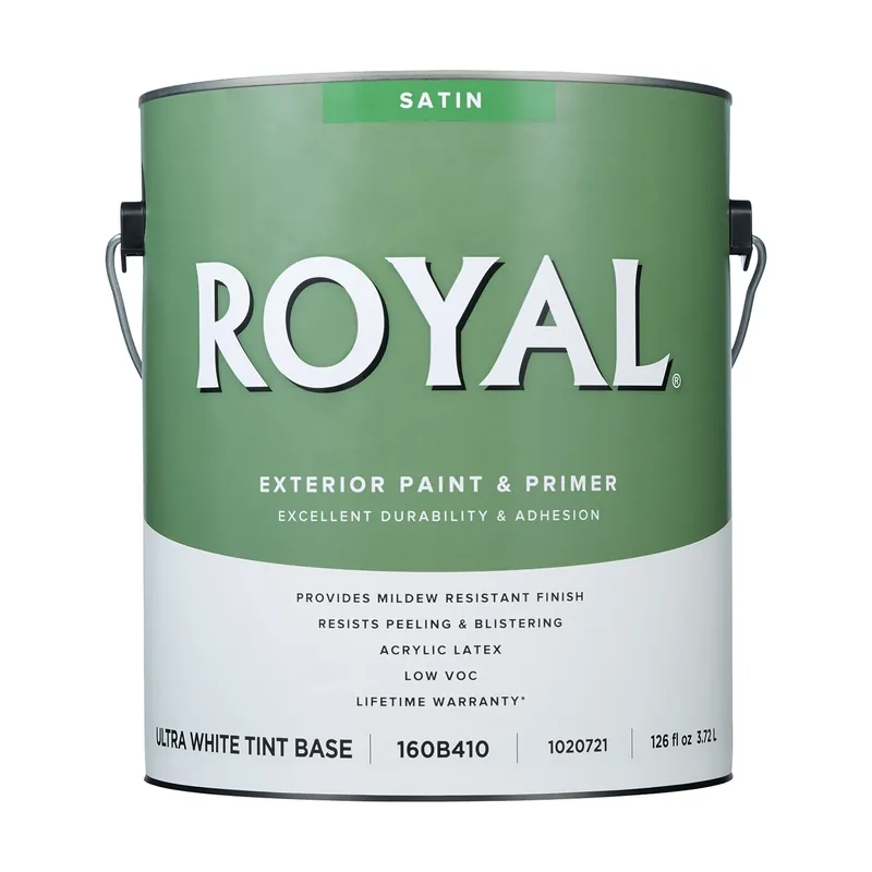 Royal Satin Tint Base Ultra White Exterior Paint 1 Gallon - Durable & Weather Resistant