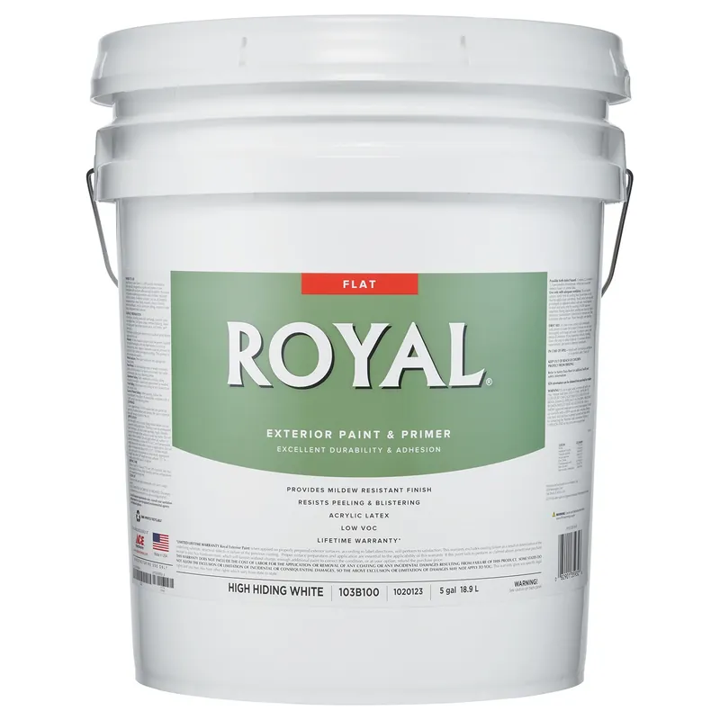 Royal Flat High Hiding White Exterior Paint And Primer 5 Gallon
