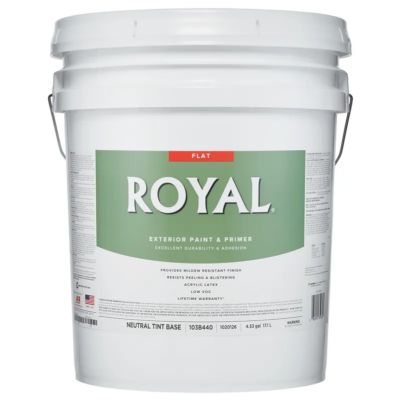 Royal Flat Tint Base Neutral Base Exterior Paint 5 Gallon For All Surfaces