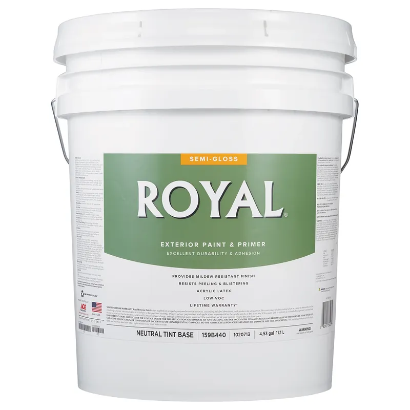 Royal Semi-gloss Neutral Base Exterior Paint 5 Gallon For House & Trim