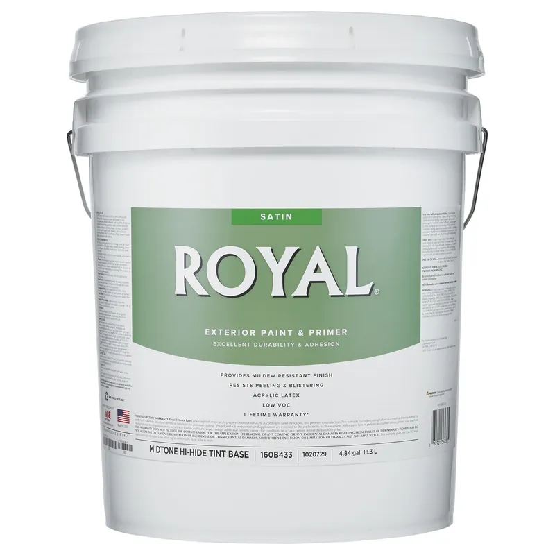 Royal Satin Mid-tone Base Exterior Paint 5 Gallon - High-hiding Acrylic Latex