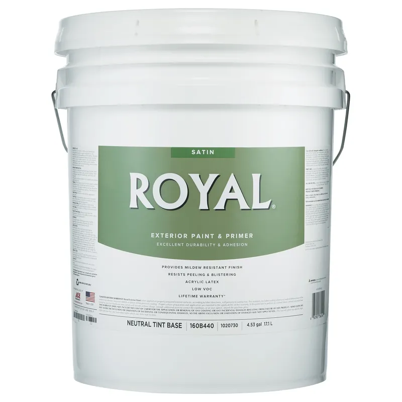 Royal Satin Tint Base Neutral Exterior Paint And Primer 5 Gallon