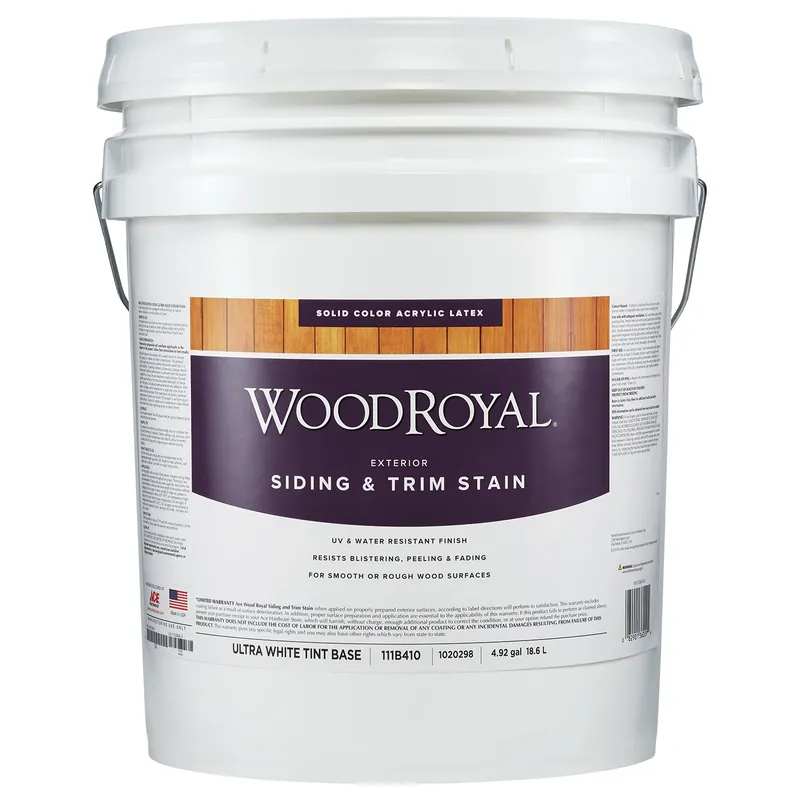 Wood Royal Solid Tintable Flat Ultra White Base Acrylic Latex Siding And Trim Stain 5 Gallon