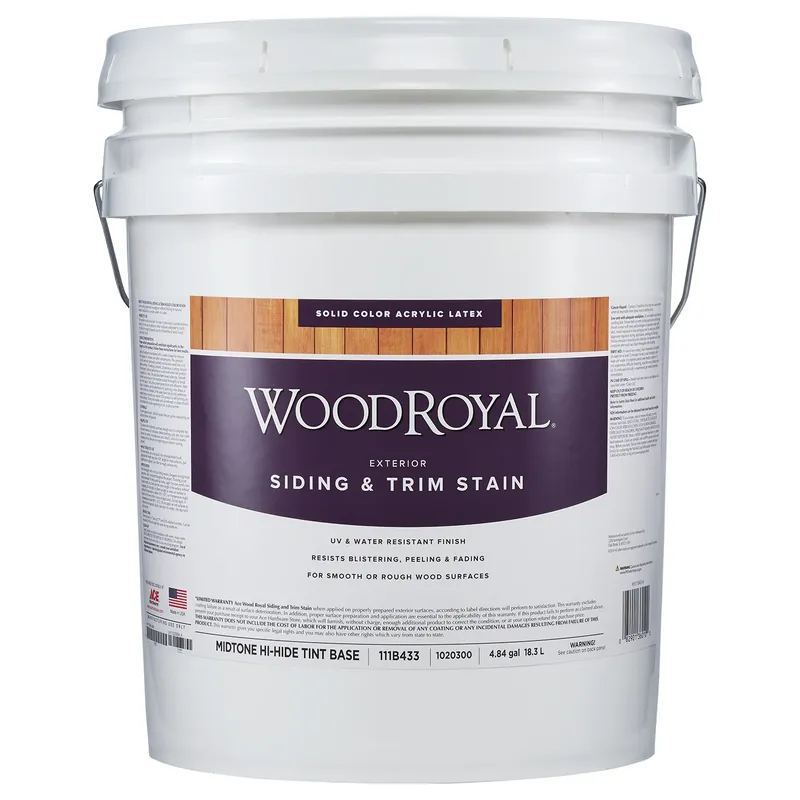 Woodroyal Solid Tintable Flat Midtone Hi Hide Base Acrylic Latex Siding/trim Stain 5 Gallon