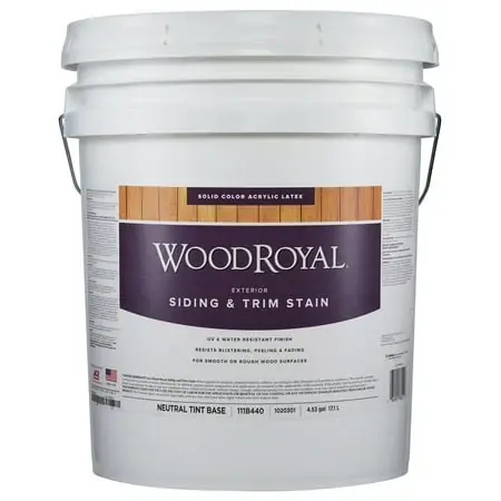 Woodroyal Solid Tintable Satin Neutral Base Acrylic Latex Siding & Trim Stain 5 Gallon