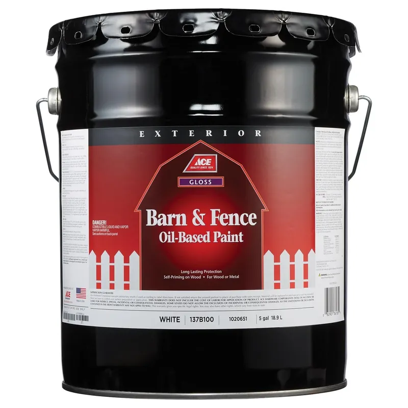 Ace Gloss White Oil-based Barn And Fence Paint Exterior 5 Gallon