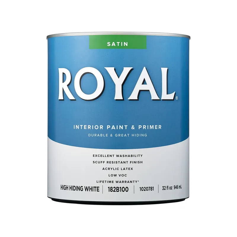 Royal Satin High Hiding White Acrylic Latex Interior Paint 1 Quart
