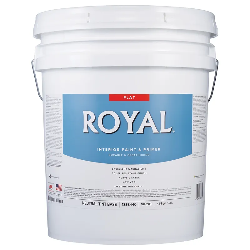 Royal Flat Tint Base Neutral Base Interior Paint 5 Gallon Acrylic Latex