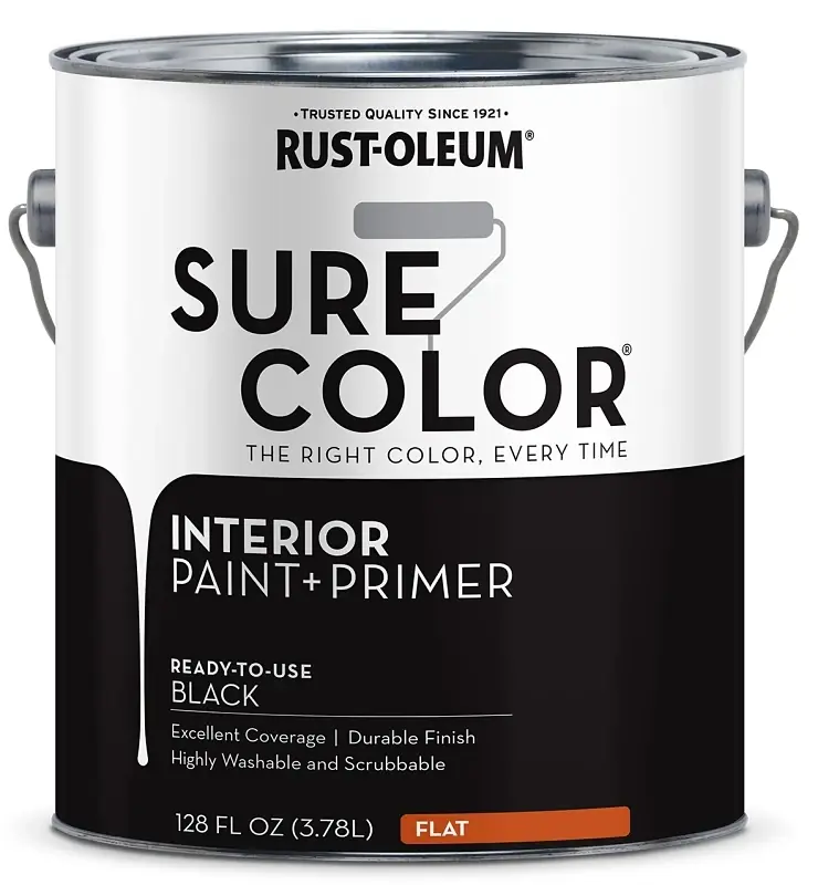 Sure Color Interior Wall Paint & Primer, Flat Black, 1 Gallon