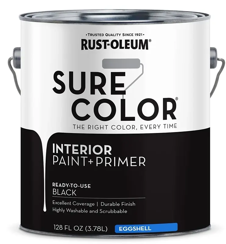 Sure Color Interior Wall Paint & Primer, Eggshell Black, 1 Gallon