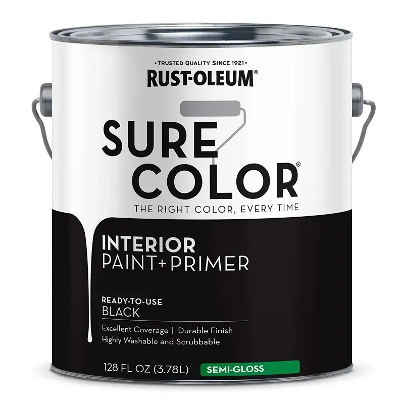 Sure Color Interior Wall Paint & Primer, Semi-Gloss Black, 1 Gallon