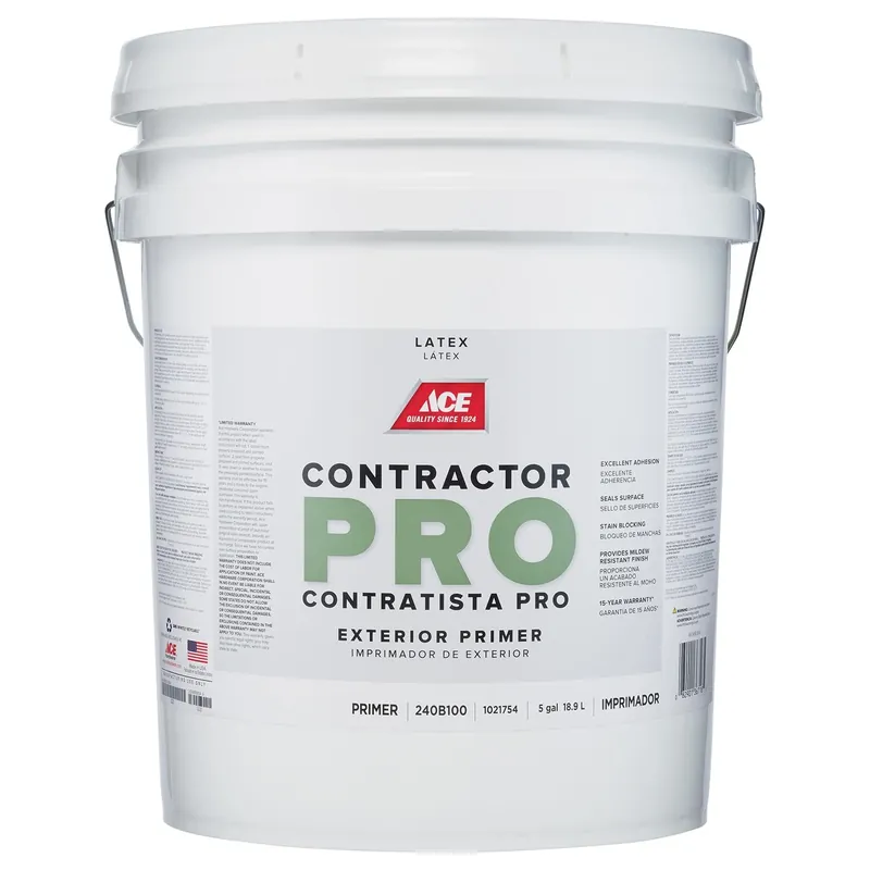 Ace Contractor Pro Exterior Latex Primer - White 5 Gallon For Easy Application