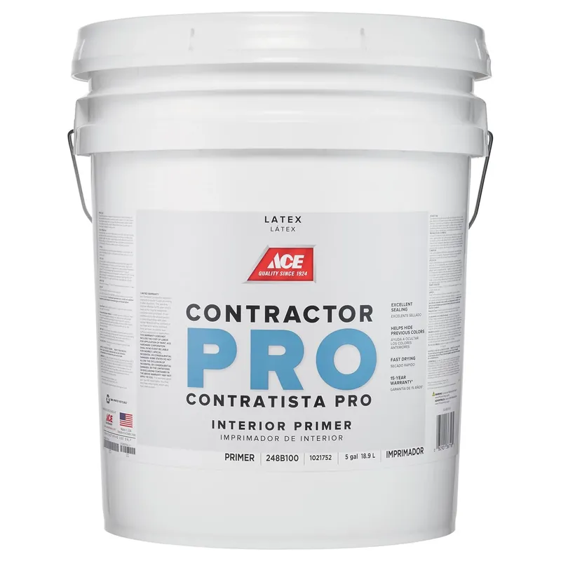Ace Contractor Pro White Flat Latex Primer 5 Gallon For Interior Use