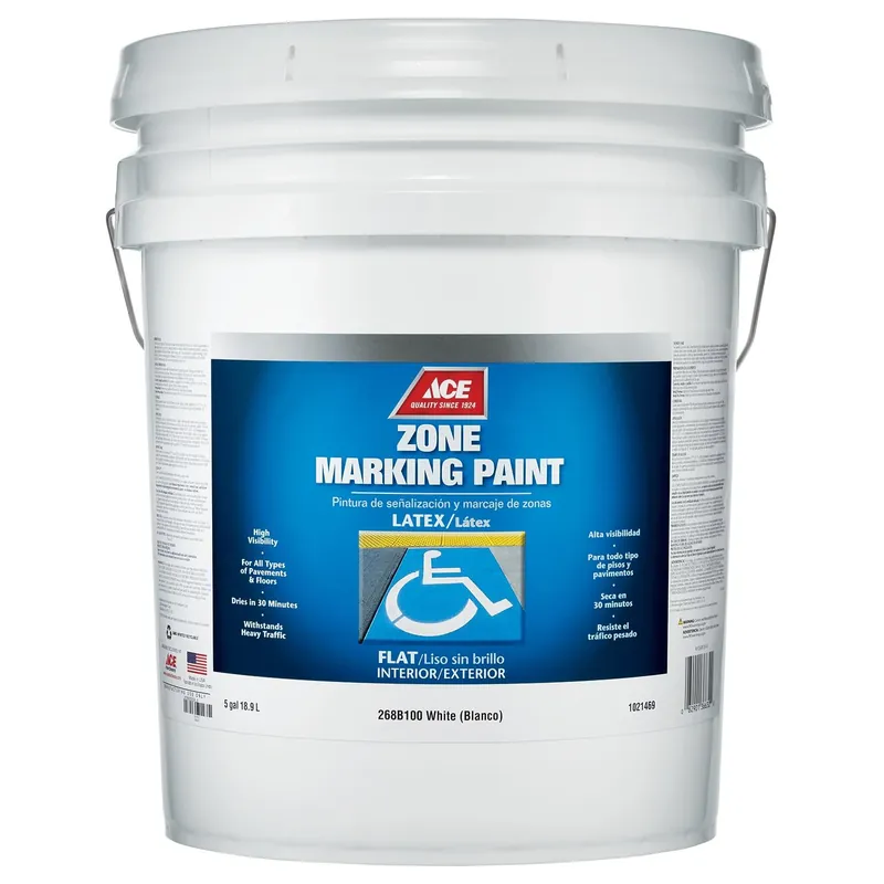 Ace White Zone Marking Paint 5 Gallon Quick Dry High Visibility Flat Finish