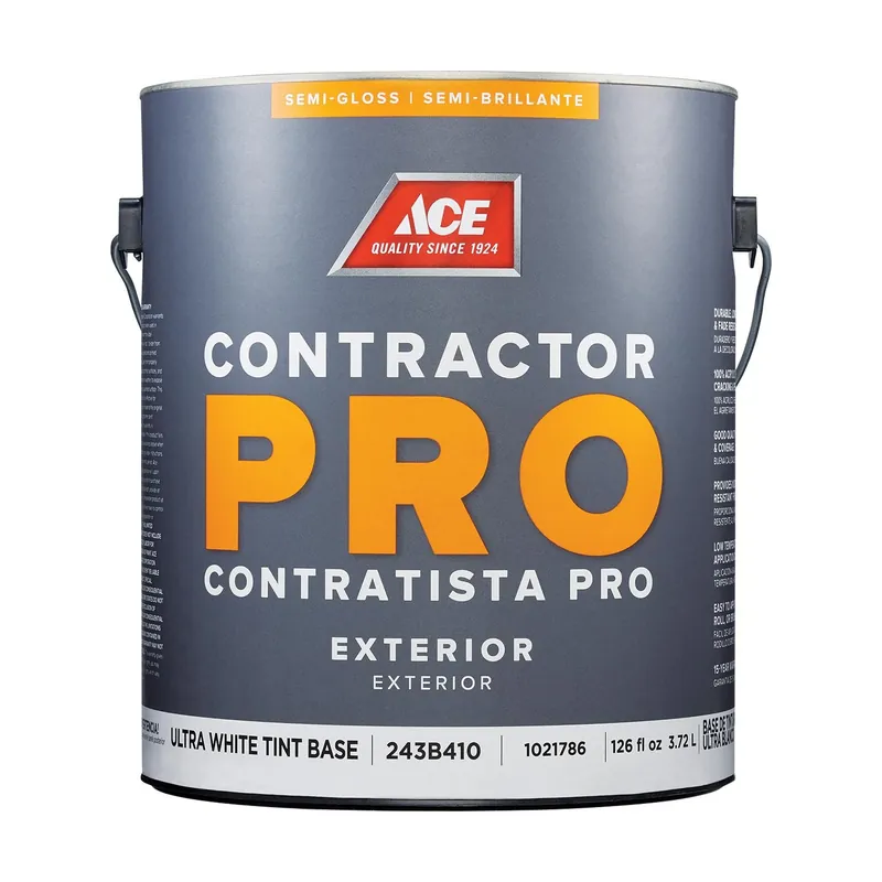Ace Contractor Pro Semi-gloss Ultra White Base Exterior Paint 1 Gallon