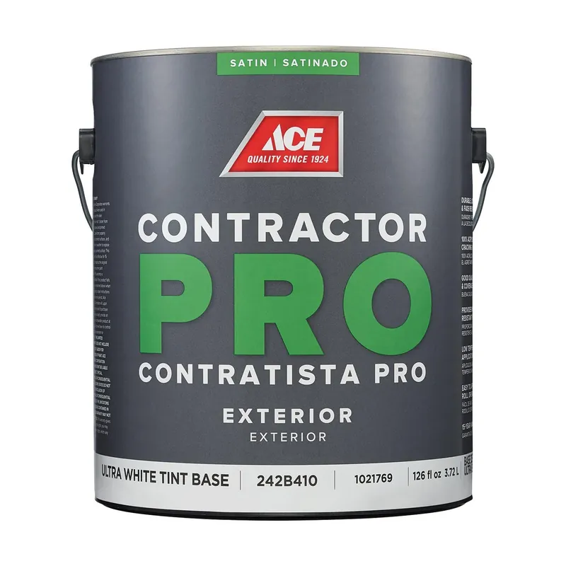 Ace Contractor Pro Satin Tint Base Ultra White Exterior Paint 1 Gallon