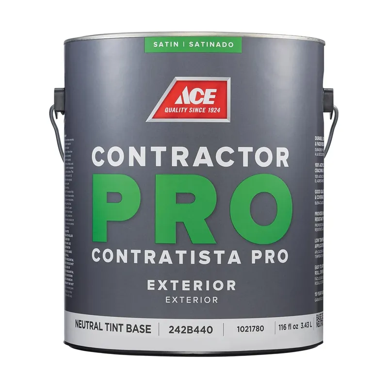 Ace Contractor Pro Satin Tint Base Acrylic Latex Exterior Paint 1 Gallon