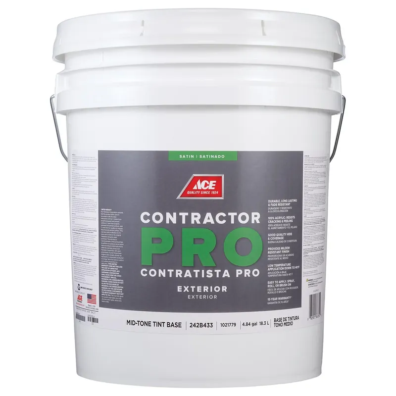 Ace Contractor Pro Satin Mid-tone Base Exterior Paint 5 Gallon